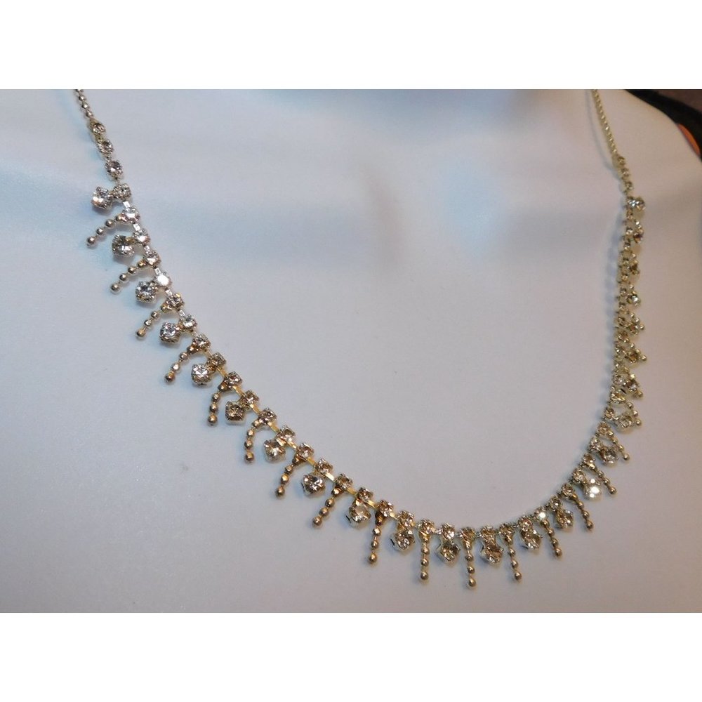 Silver Rhinestone Icicle Necklace - Picture 3 of 5